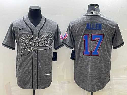 Men%27s Buffalo Bills #17 Josh Allen Gray With Patch Cool Base Stitched Baseball Jersey
